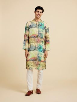 Diwas by Manyavar - Soft Multi Botanical Printed Kurta with Pyjama
