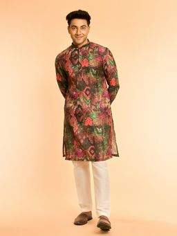 Diwas by Manyavar - Emerald Elegance Kurta with Pyjama