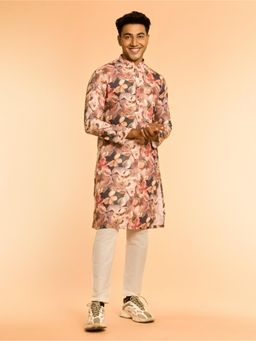 Diwas by Manyavar - Brown Blended Cotton Kurta with Pyjama