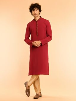 Diwas by Manyavar - Elegant Red Spandex Kurta with Pyjama