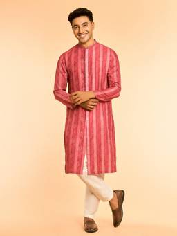 Diwas by Manyavar - Regal Red Viscose Kurta with Pyjama