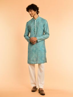Diwas by Manyavar - Turquoise Blue Festive Kurta with Pyjama