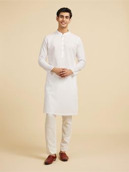 Diwas by Manyavar - Exquisite White Cotton Kurta with Pyjama