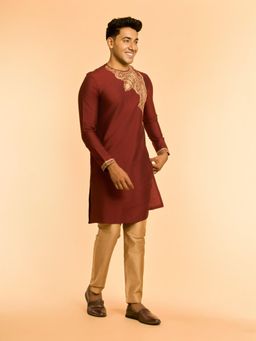 Diwas by Manyavar - Maroon Radiance Kurta with Pyjama