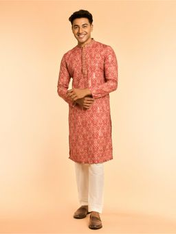 Diwas by Manyavar - Lustrous Red Kurta with Pyjama