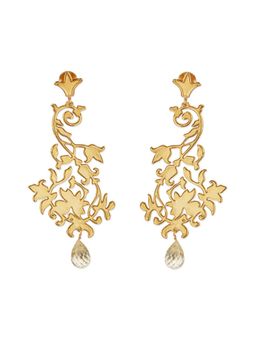 Dhwani Bansal - 22K Gold-Plated Mehr Chandeliers Earrings with Lemon Quartz for Women