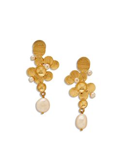 Dhwani Bansal - 22K Gold Plated Iska Earrings With Freshwater Pearl For Women