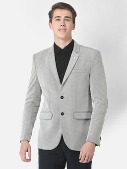 CRIMSOUNE CLUB - Men Textured Grey Single-breasted Blazer