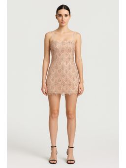 Cider - Sequins Square Neck Geometric Tassel Mini Dress