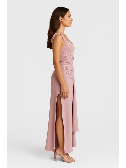 Buy Cider Satin Sweetheart Ruched Split Maxi Dress Online