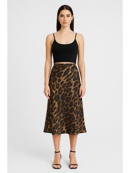 Cider - Scoop Neckline Crop Cami Top with High Rise Leopard Maxi Skirt (Set of 2)