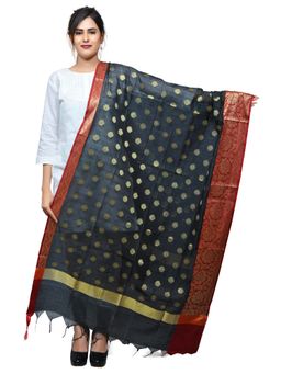 Banjara India - Women Black Banarasi Kora Silk Woven Zari Dupatta