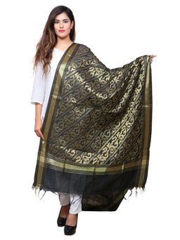 Banjara India - Women Black Banarasi Kora Silk Woven Zari Dupatta