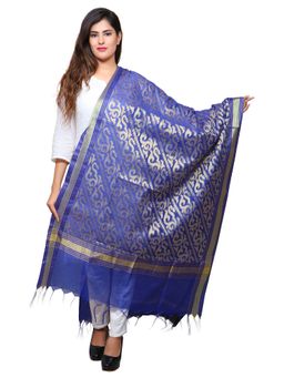 Banjara India - Women Blue Banarasi Kora Silk Woven Zari Dupatta
