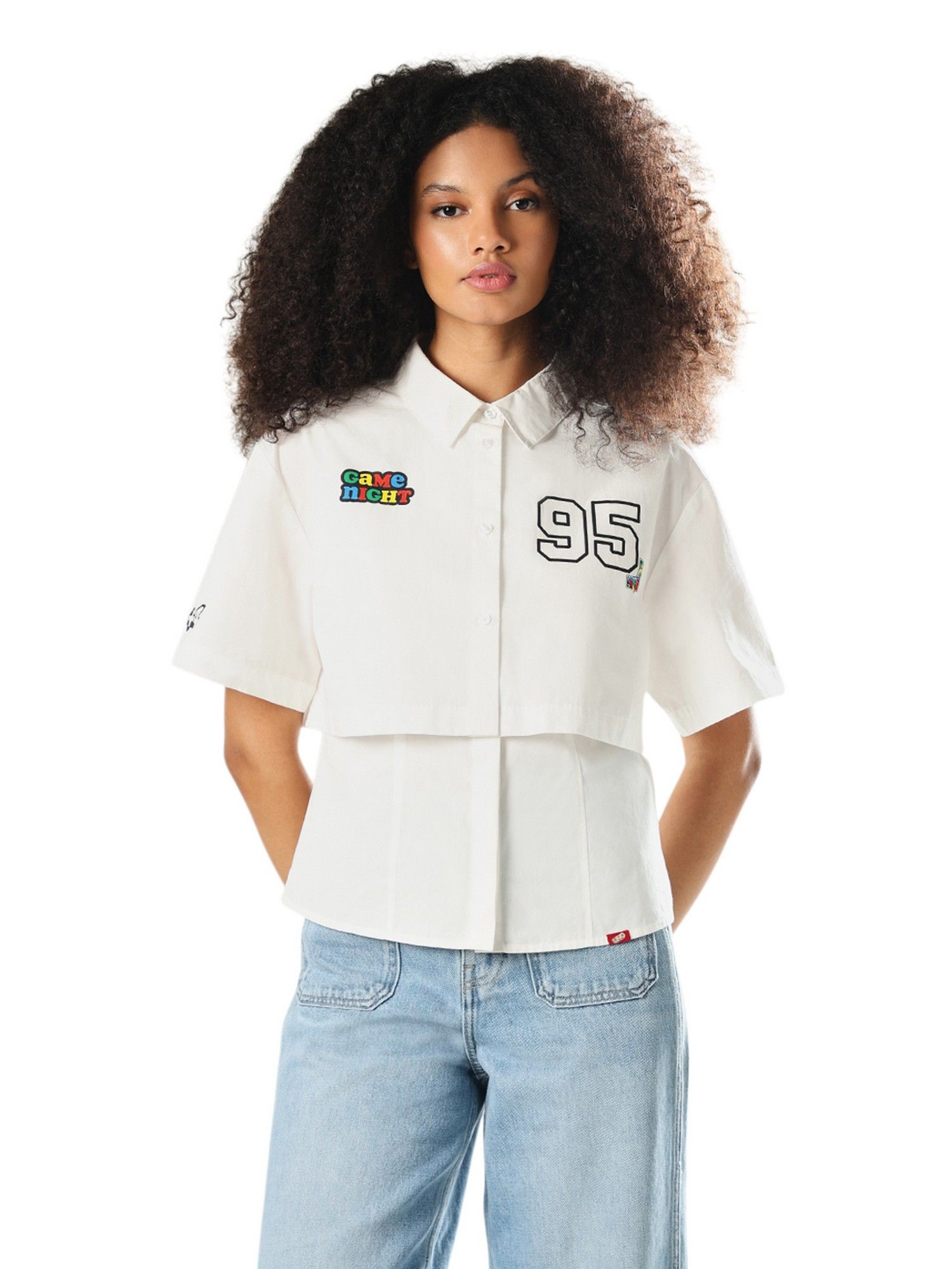 only Women's Typographic Regular Fit White Shirt-picture-12