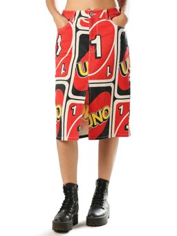 ONLY - Women's Abstract Print Flared Fit Multicolour Skirt