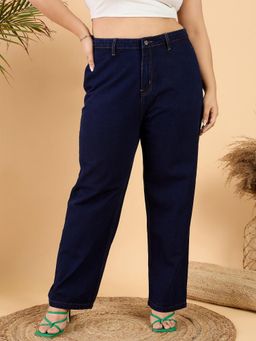 CURVY STREET - Blue Straight Denim Jeans