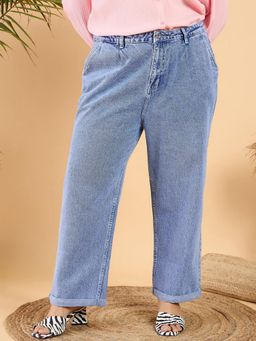 CURVY STREET - Blue Straight Denim Jeans