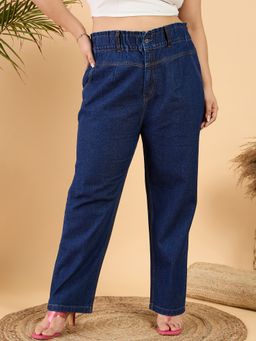 CURVY STREET - Blue Straight Denim Jeans