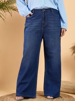 CURVY STREET - Blue Straight Denim Jeans
