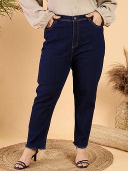 CURVY STREET - Blue Straight Denim Jeans
