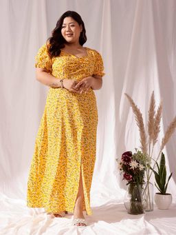 CURVY STREET - Yellow Slit Dress