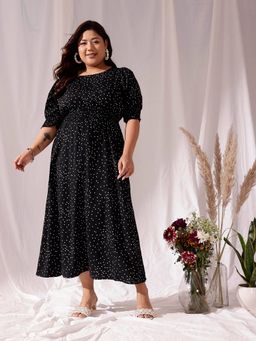 CURVY STREET - Black Polka Dress