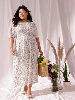 CURVY STREET - Cream Midi Dress