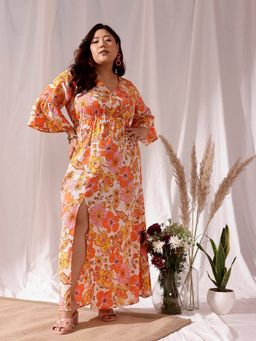 CURVY STREET - Orange Slit Dress