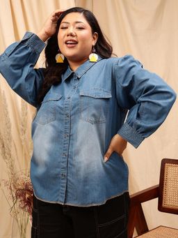 CURVY STREET - Blue Denim Shirt