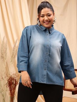 CURVY STREET - Blue Denim Shirt