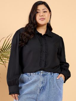 CURVY STREET - Black Frill Shirt