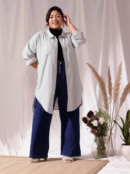 CURVY STREET - Grey Over Size Shirt