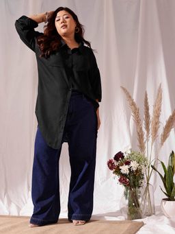 CURVY STREET - Black Over Size Shirt