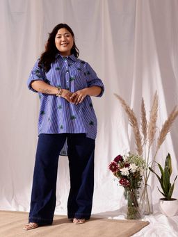 CURVY STREET - Blue Over Size Shirt
