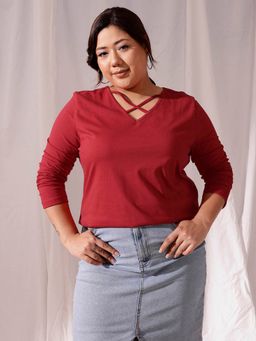 CURVY STREET - Red Solid T-Shirt