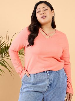 CURVY STREET - Peach Solid T-Shirt