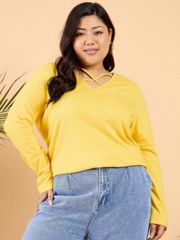CURVY STREET - Yellow Solid T-Shirt
