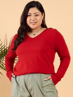 CURVY STREET - Red Solid T-Shirt