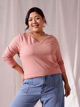 CURVY STREET - Peach Solid T-Shirt