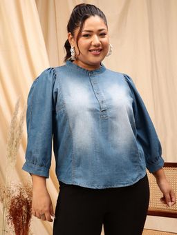 CURVY STREET - Blue Denim Top