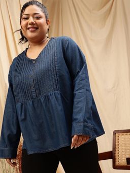 CURVY STREET - Blue Denim Top