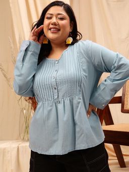 CURVY STREET - Blue Denim Top