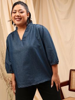CURVY STREET - Blue Denim Top