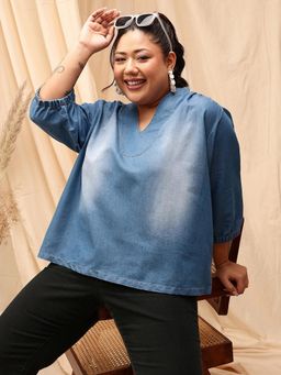 CURVY STREET - Blue Denim Top