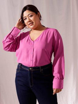 CURVY STREET - Pink Moss Crepe Top