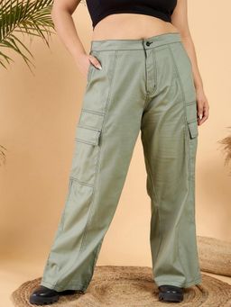 CURVY STREET - Green Wide Leg Trouser