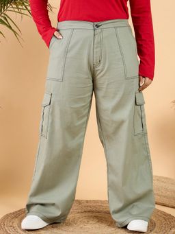 CURVY STREET - Green Wide Leg Trouser