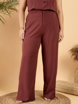 CURVY STREET - Brown Tex Twill Slit Trouser