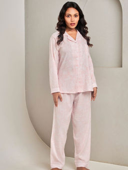Addery - Pink Printed Shirt with Pyjama (Set of 2)